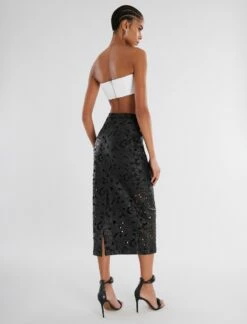 BCBGMAXAZRIA Anabelle Faux Leather Lace Skirt -Bcbg Shop 2.28 D ADR40336 001 4