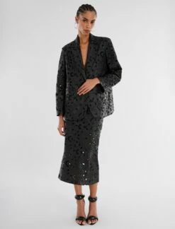 BCBGMAXAZRIA Anabelle Faux Leather Lace Skirt -Bcbg Shop 2.28 D ADR40336 001 5