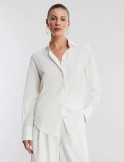 BCBGMAXAZRIA Silk Button-Up Top