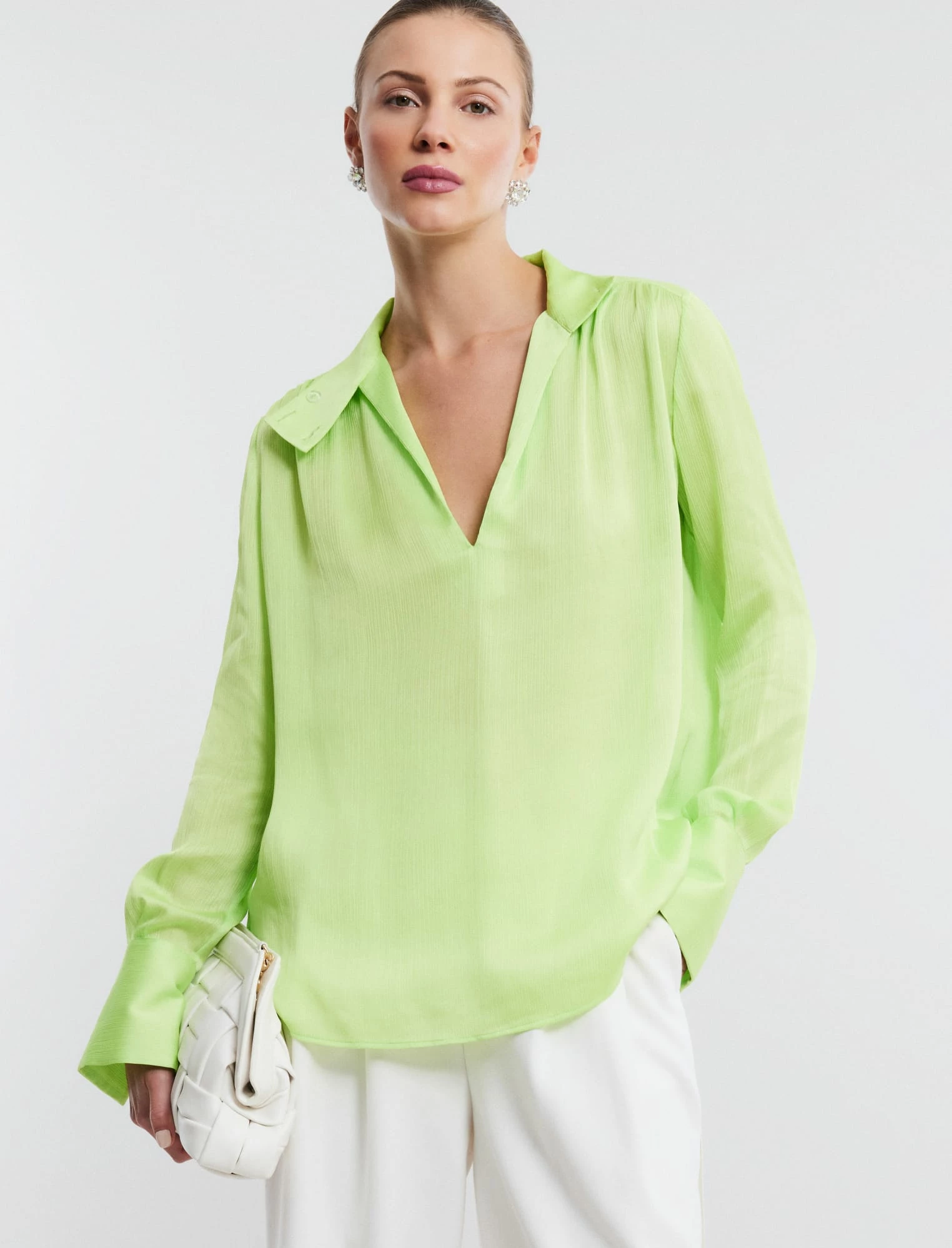 BCBGMAXAZRIA V-Neck Collared Top 3 BCBGMAXAZRIA V-Neck Collared Top