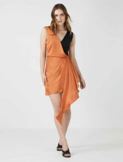 BCBGMAXAZRIA Josephine Colorblock Drape Mini Dress