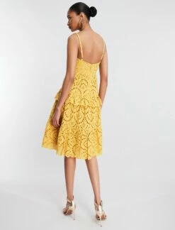 BCBGMAXAZRIA Camille Eyelet Lace Midi Dress -Bcbg Shop 3.30 D 2X01D61E OCH 4