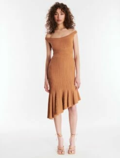 BCBGMAXAZRIA Antoinette Asymmetrical Ruffle Dress
