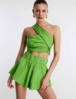 BCBGMAXAZRIA Kat One Shoulder Crop Top