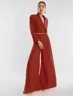 BCBGMAXAZRIA River Linen Wide-Leg Trouser -Bcbg Shop 4.30 B AFH20493 931 5 v2