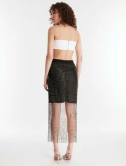 BCBGMAXAZRIA Arlo Sparkle Net Skirt -Bcbg Shop 4.30 B AGA30537 001 4