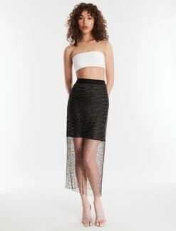 BCBGMAXAZRIA Arlo Sparkle Net Skirt -Bcbg Shop 4.30 B AGA30537 001 5