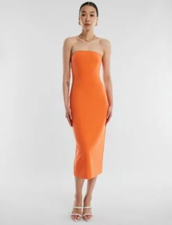 BCBGMAXAZRIA Zane Strapless Midi Dress