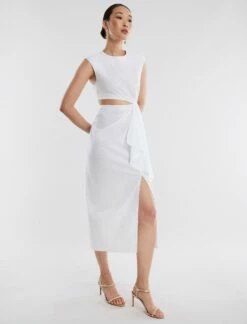 BCBGMAXAZRIA Kira Poplin Midi Dress -Bcbg Shop 4.30 D AFX60516 100 3