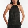 BCBGMAXAZRIA Adele Sparkle Net Halter Top -Bcbg Shop 4.30 T AGA10536 001 1