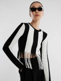 BCBGMAXAZRIA Nico Fringe Crop Top