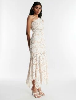 BCBGMAXAZRIA Alabama One Shoulder Lace Ruffle Gown -Bcbg Shop 5.30 D MX03D32E NAT 3