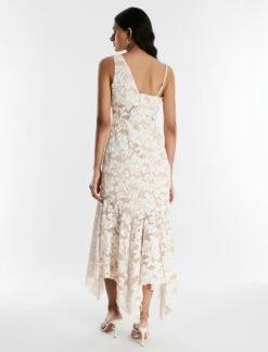 BCBGMAXAZRIA Alabama One Shoulder Lace Ruffle Gown -Bcbg Shop 5.30 D MX03D32E NAT 4