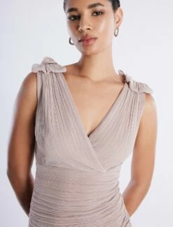 BCBGMAXAZRIA Onyx Surplice Wrap Mini Dress -Bcbg Shop 5.30 D MXX3D16E NUD 6