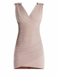 BCBGMAXAZRIA Onyx Surplice Wrap Mini Dress -Bcbg Shop 5.30 D MXX3D16E NUD 8