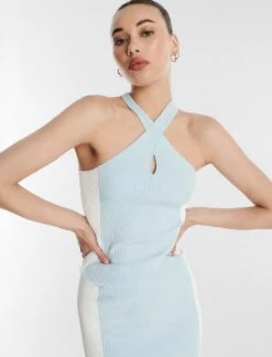 BCBGMAXAZRIA Jett Crossover Halter Top