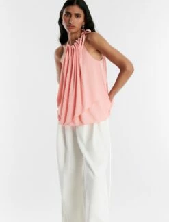 BCBGMAXAZRIA Neck Tie Halter Top -Bcbg Shop 5.30 T 2XX3T32E PCH 3