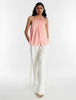 BCBGMAXAZRIA Neck Tie Halter Top -Bcbg Shop 5.30 T 2XX3T32E PCH 5