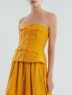 BCBGMAXAZRIA Dakota Linen Peplum Top -Bcbg Shop 5.30 T AGS10573 704 3