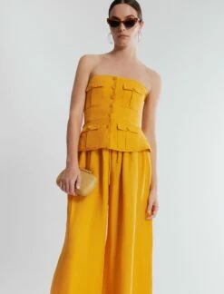 BCBGMAXAZRIA Dakota Linen Peplum Top -Bcbg Shop 5.30 T AGS10573 704 5