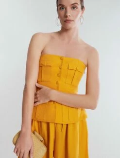 BCBGMAXAZRIA Dakota Linen Peplum Top -Bcbg Shop 5.30 T AGS10573 704 6