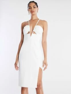 Front Page 3 BCBGMAXAZRIA Aida Plunging Halter Midi Dress