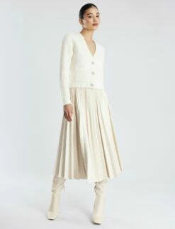 BCBGMAXAZRIA Audette Faux Leather Pleated Midi Skirt