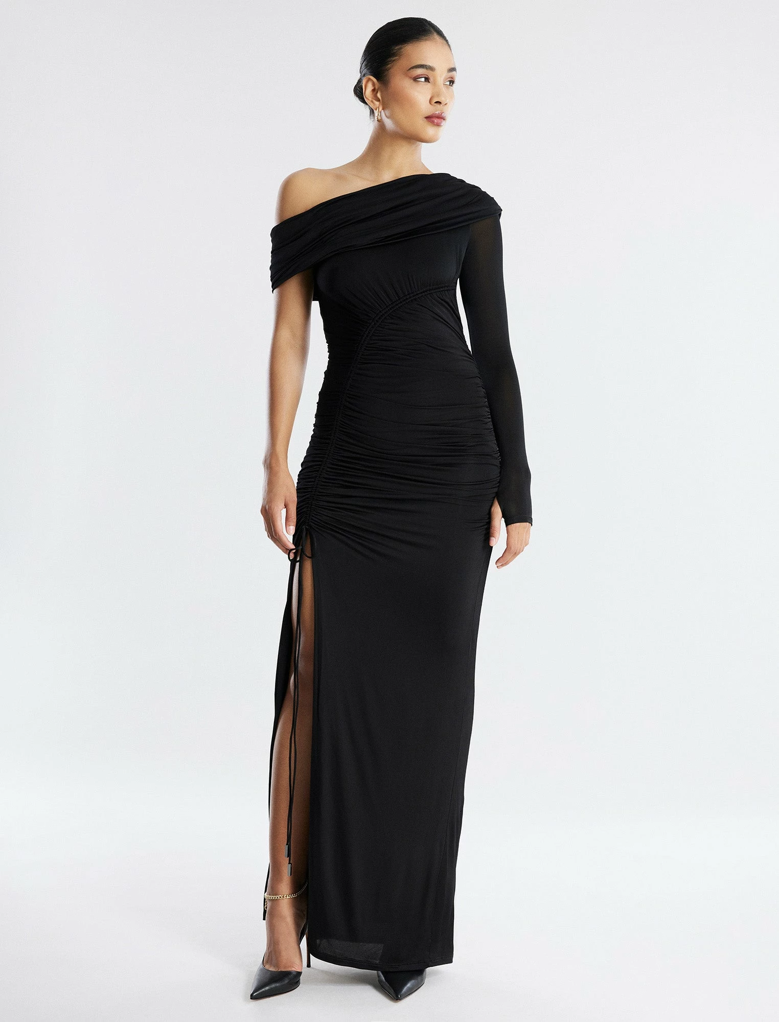 BCBGMAXAZRIA Pallas One Shoulder Ruched Gown 4 BCBGMAXAZRIA Pallas One Shoulder Ruched Gown - Image 2