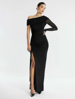 BCBGMAXAZRIA Pallas One Shoulder Ruched Gown 14 BCBGMAXAZRIA Pallas One Shoulder Ruched Gown -Bcbg Shop 7.30 D 2YX6D56E BLK 5