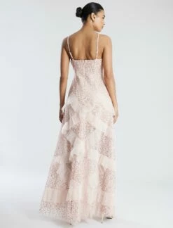 BCBGMAXAZRIA Isla Beaded Illusion Ruffle Gown -Bcbg Shop 7.30 D MY05D07E PNK 4