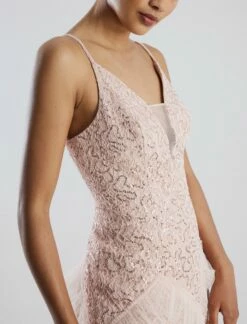 BCBGMAXAZRIA Isla Beaded Illusion Ruffle Gown -Bcbg Shop 7.30 D MY05D07E PNK 6