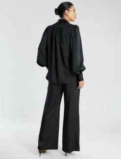 BCBGMAXAZRIA Balloon Sleeve Button-Up Top -Bcbg Shop 7.30 T 2B06T05E BLK 4