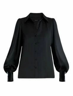 BCBGMAXAZRIA Balloon Sleeve Button-Up Top -Bcbg Shop 7.30 T 2B06T05E BLK 8