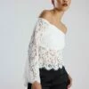 BCBGMAXAZRIA Off-The-Shoulder Bell Sleeve Lace Top -Bcbg Shop 7.30 T 2Y05T09E GAR 1