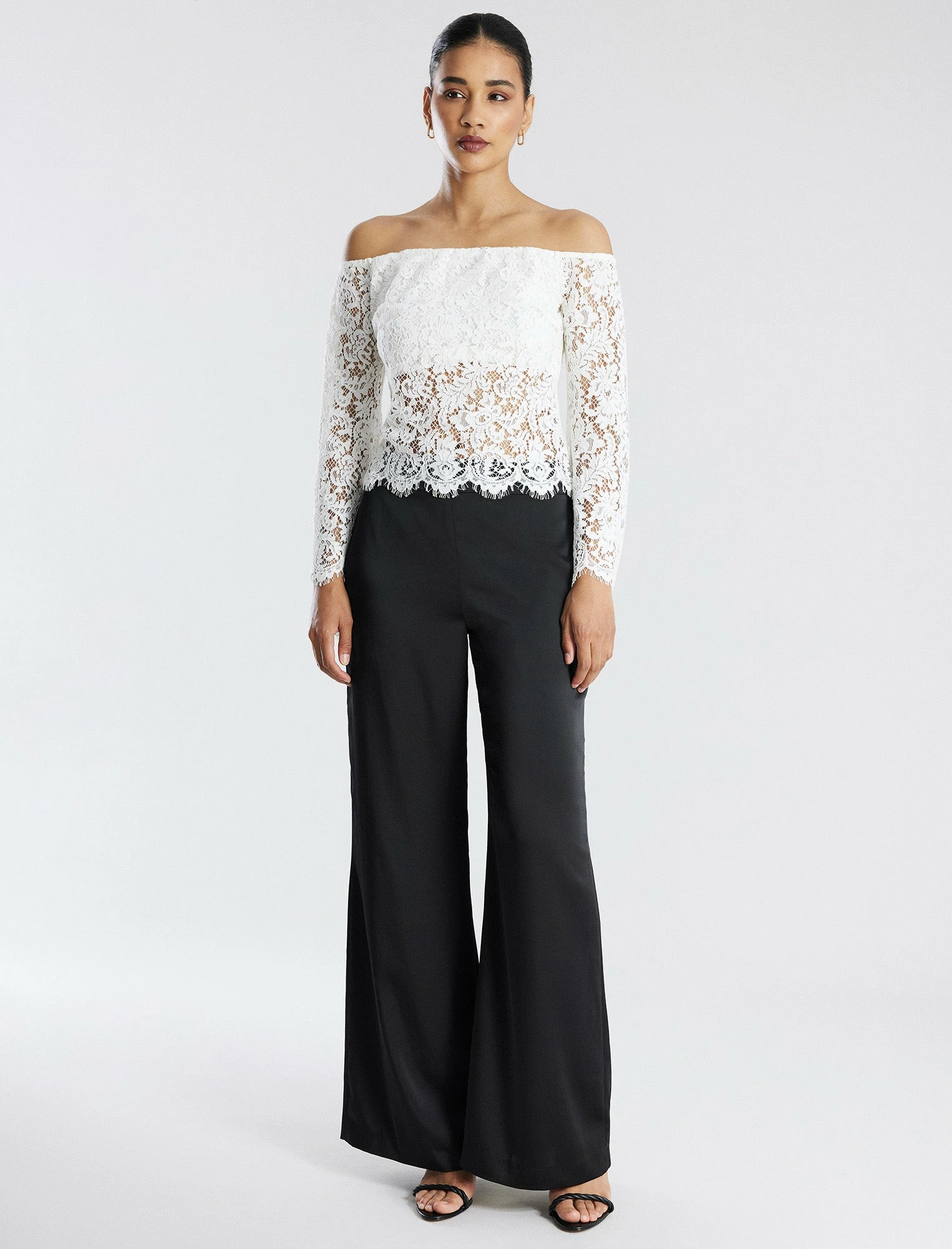 BCBGMAXAZRIA Off-The-Shoulder Bell Sleeve Lace Top 4 BCBGMAXAZRIA Off-The-Shoulder Bell Sleeve Lace Top - Image 2