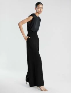 BCBGMAXAZRIA Cap Sleeve Crew Neck Satin Top -Bcbg Shop 7.30 T 2YX5T57E BLK 3