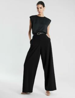 BCBGMAXAZRIA Cap Sleeve Crew Neck Satin Top -Bcbg Shop 7.30 T 2YX5T57E BLK 5